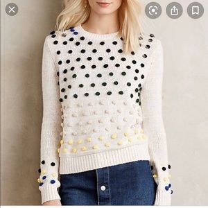 ☀️LAST CHANCE!! Anthropologie Mott Candy Dot Pom Sweater